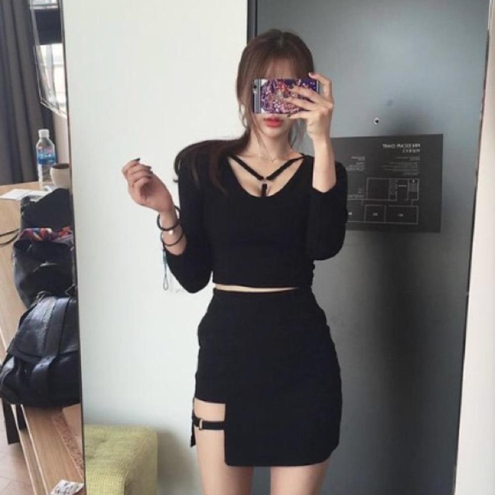 Black cut out skirt
